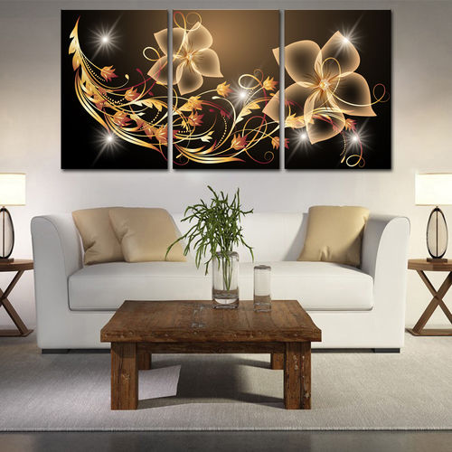 Quadro 60x120cm Flores Digitais Abstrato Decorativo Interiores - Oppen House