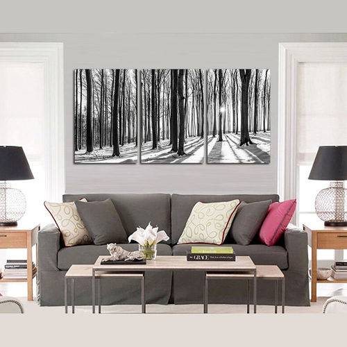 Quadro 60x120cm Floresta Neve Decorativo Interiores - Oppen House