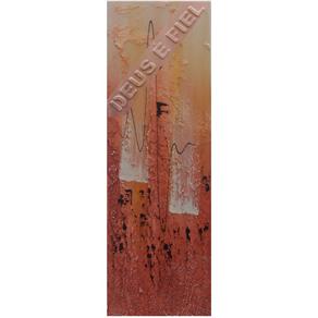 Quadro Artesanal com Textura Abstrato 20x60 Cm - Uniart - Vermelho