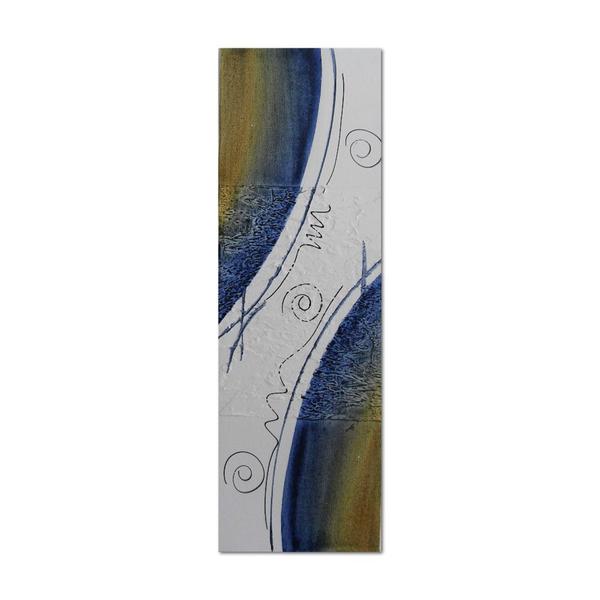 Quadro Artesanal com Textura Abstrato Azul 20x60 Uniart