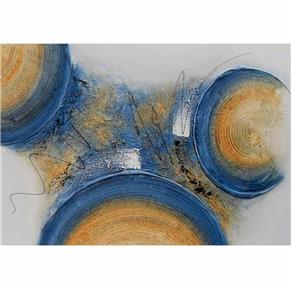 Quadro Artesanal com Textura Abstrato Azul 70x100 Uniart - Azul
