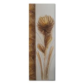 Quadro Artesanal com Textura Crisantemo 20x60 Uniart - Branco|Marrom|Bege