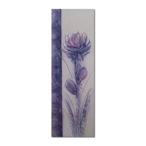 Quadro Artesanal com Textura Crisantemo 20x60 Uniart - Branco|Roxo
