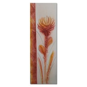 Quadro Artesanal com Textura Crisantemo 20x60 Uniart - Branco|Vermelho|Bege