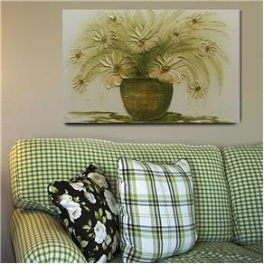 Quadro Artesanal com Textura Vaso com Flores 70x100 Cm - Uniart