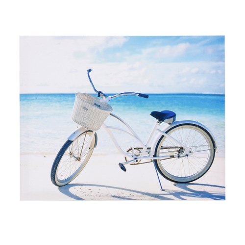 Tudo sobre 'Quadro Canvas Bike na Praia Azul 40x50cm Inspire'