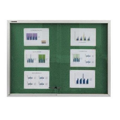 Tudo sobre 'Quadro de Aviso em Feltro 40cmx60cm C/porta de Vidro Moldura em Alumínio - Board Net'