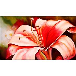 Quadro de Pintura Lírio 60x105cm-1555 - Rosa
