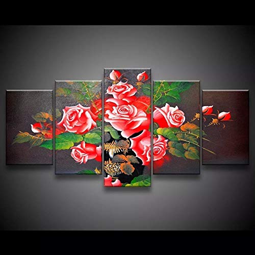 Quadro Decorativo 129x63 Sala Flores Rosas Vermelhas 1