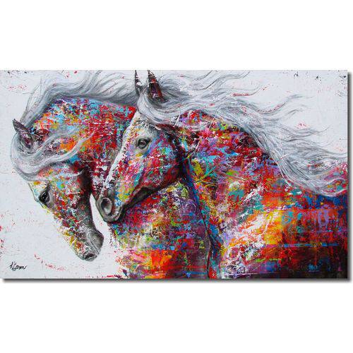 Tudo sobre 'Quadro Decorativo Animais Cavalos Abstratos Colorido 1 Peça'