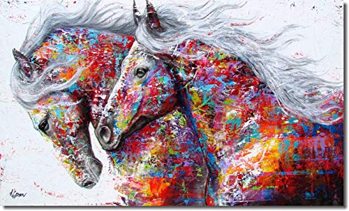 Quadro Decorativo Animais Cavalos Abstratos Colorido 1 Peça