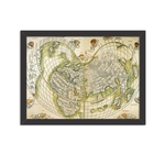 Quadro Decorativo Antigo Mapa Mundi Preto - Médio
