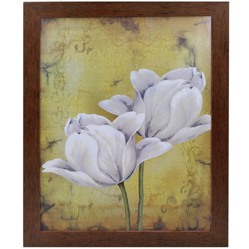 Tudo sobre 'Quadro Decorativo Emoldurado Flores Brancas 34x44 Cm'