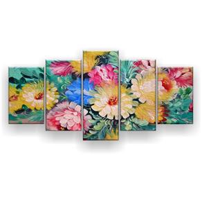 Quadro Decorativo Flores Coloridas 129x61 5 Peças