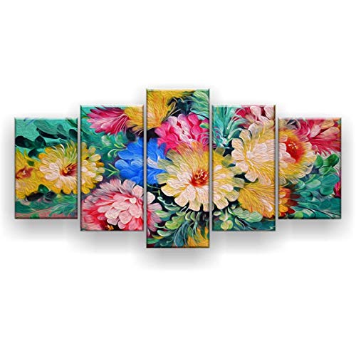 Quadro Decorativo Flores Coloridas 129x61 5 Peças