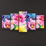 Quadro Decorativo Flores Coloridas Pattern 129x61 5pc Sala
