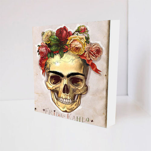 Quadro Decorativo - Frida Skull - Tag 16x16