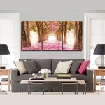 Quadro Decorativo Interiores 60x120cm Floresta Ypê Rosa Flores Em Canvas Qualidade de Galeria de Arte