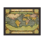 Quadro Decorativo Mapa Mundi Antigo Preto - Grande