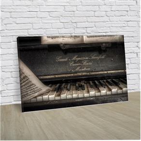 Quadro Decorativo Piano Teclado Vintage 60x40 em Tecido