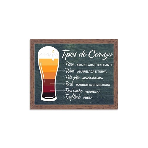 Quadro Decorativo Tipos de Cerveja Madeira - MÃ©dio - Multicolorido - Dafiti