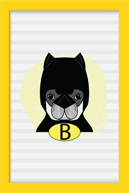 Quadro Dog Batman (30x40 Cm, Amarelo)
