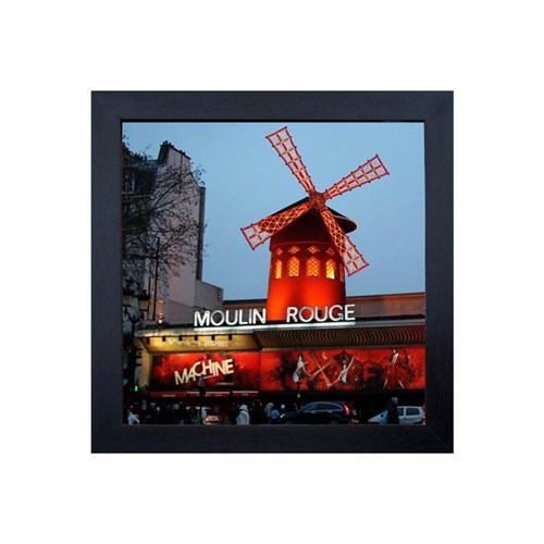 Quadro em Madeira com Vidro Moulin Rouge 27X27cm