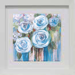 Quadro Floral Rosas Azul II com Vidro 22x22cm - Kapos