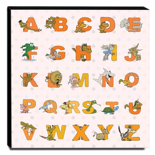 Quadro Infantil Alfabeto Inglês Canvas 30X30cm-Inf113