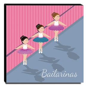 Quadro Infantil Bailarinas Canvas 30x30cm-INF309