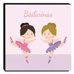 Quadro Infantil Bailarinas Canvas 30x30cm-inf311
