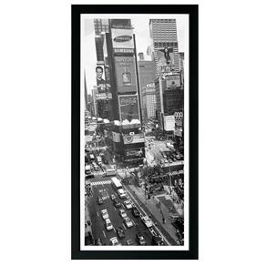 Quadro Kapos com Vidro P&B Cidades Times Square Preto - 54x27cm