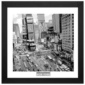 Quadro Kapos com Vidro P&B Cidades Times Square Preto - 33x33cm