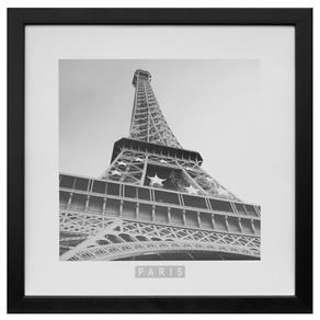 Quadro Kapos com Vidro P&B Cidades Torre Eiffel Preto - 33x33cm