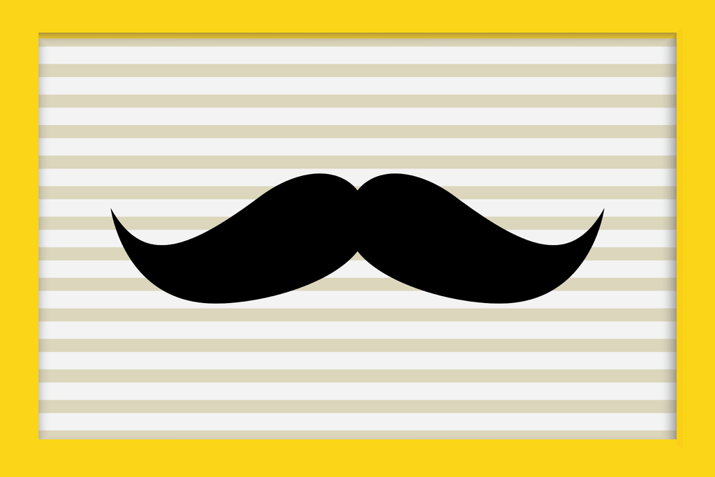 Quadro Mustache (Bigodinho) (30x40 Cm, Amarelo)