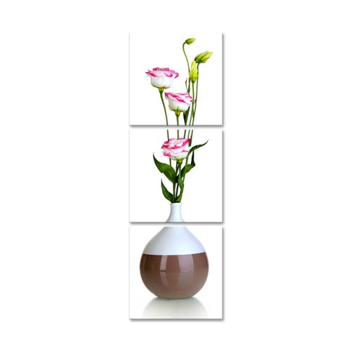 Quadro Oppen House 150x50cm Vaso com Flores Rosas Brancas Decorativo Interiores