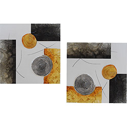 Quadro Par Abstrato Círculos Artesanal (30x30x6cm) Uniart