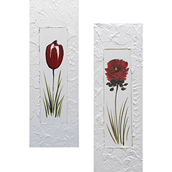 Quadro Par Rosa/Tulipa Artesanal (60x20x6cm) Uniart
