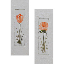 Quadro Par Rosa/Tulipa Artesanal (60x20x6cm) Uniart