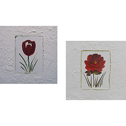 Quadro Par Tulipa/Rosa Artesanal (30x30x6cm) Uniart