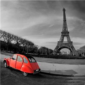 Quadro Paris Carro Vermelho Impressão Digital 30x30 Cm Vermelho Uniart - Única