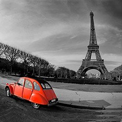Tamanhos, Medidas e Dimensões do produto Quadro Paris Carro Vermelho Impressão Digital (30x30x2,7cm) Uniart
