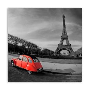 Quadro Paris Carro Uniart Vermelho & Cinza 30x30cm - Vermelho
