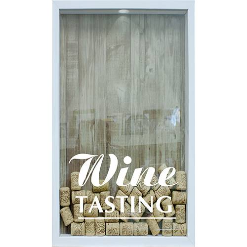 Quadro Porta Rolhas de Vinho Wine Tasting 17x27x4cm Branco - Kapos