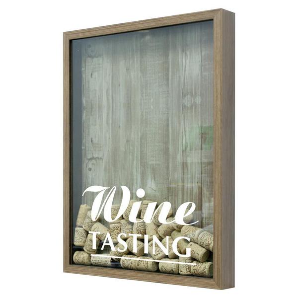 Quadro Porta Rolhas de Vinho Wine Tasting 22X27Cm Natural - Kapos
