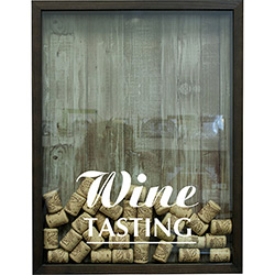 Quadro Porta Rolhas de Vinho Wine Tasting 22x27x4cm Betume - Kapos