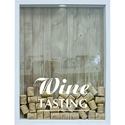 Quadro Porta Rolhas de Vinho Wine Tasting 22x27x4cm Branco - Kapos