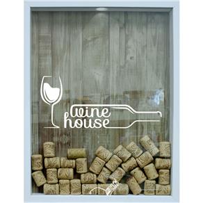 Quadro Porta Rolhas Kapos com Vidro Wine House Branco - 32x42cm