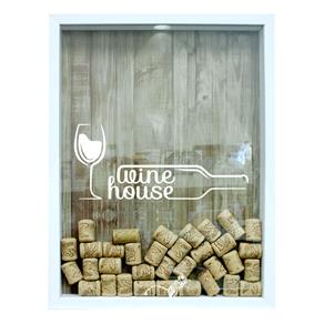 Quadro Porta Rolhas 32x42x4cm Wine House - Branco