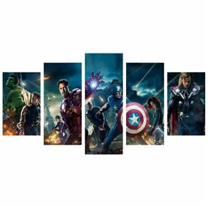 Quadro Decorativo Marvel Dc Super Heróis 114x65 5 Peças